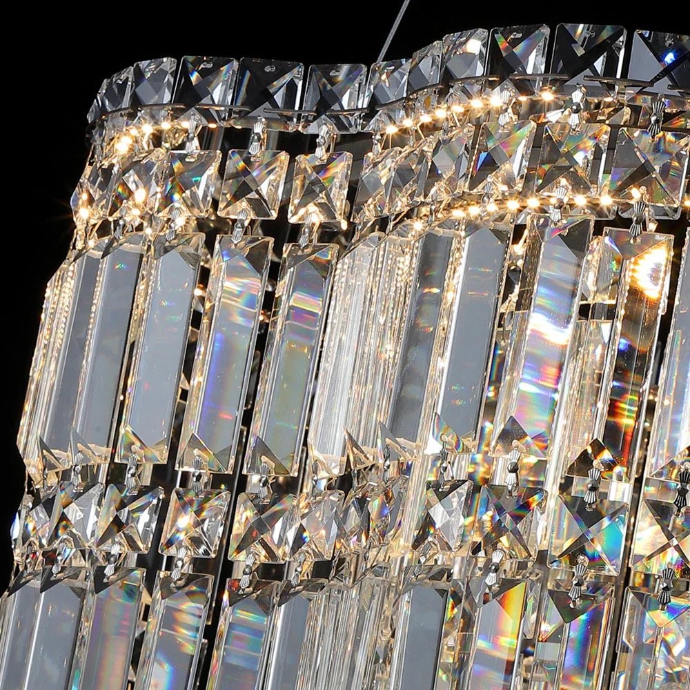 Modern Linear Crystal Pendant Light In Brushed Stainless - Decorbites