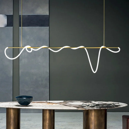 Modern Linear Stainless Steel LED Pendant Light
