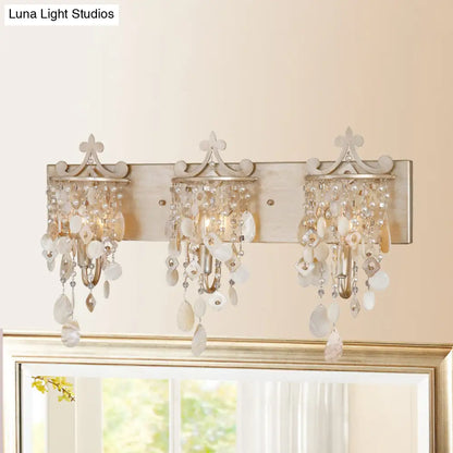 DecorBites™ DecorBites™ Modern Linear Wall Mount Lamp with Pearl Deco in Gold – Shell and Crystal Sconce Light Fixture (1/3-Light)