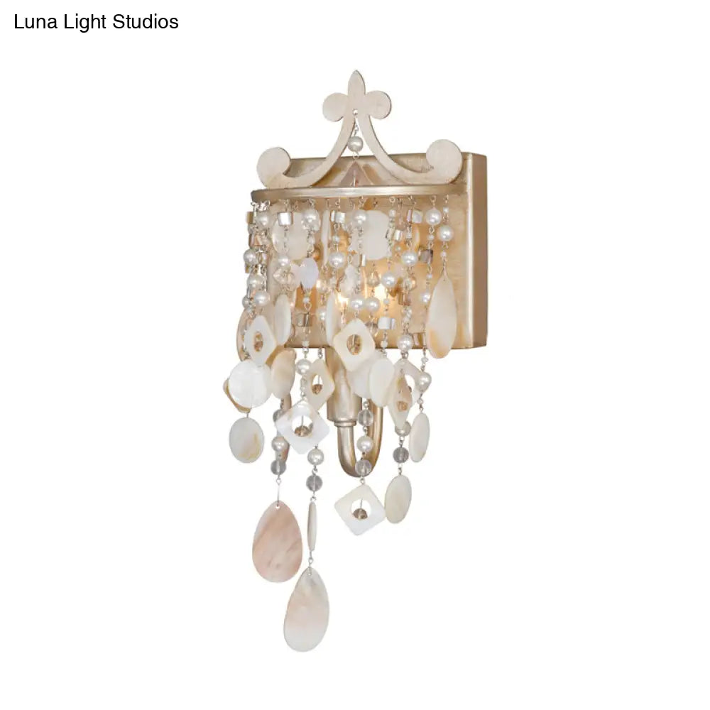 DecorBites™ DecorBites™ Modern Linear Wall Mount Lamp with Pearl Deco in Gold – Shell and Crystal Sconce Light Fixture (1/3-Light)