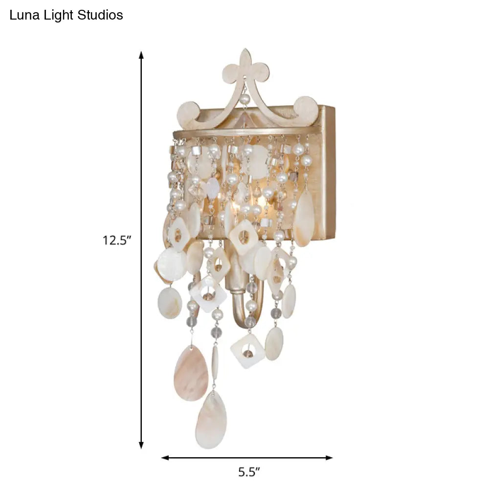 DecorBites™ DecorBites™ Modern Linear Wall Mount Lamp with Pearl Deco in Gold – Shell and Crystal Sconce Light Fixture (1/3-Light)