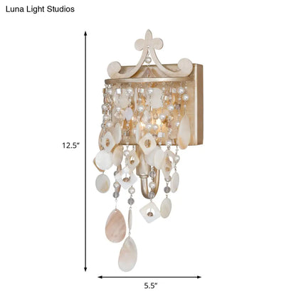 DecorBites™ DecorBites™ Modern Linear Wall Mount Lamp with Pearl Deco in Gold – Shell and Crystal Sconce Light Fixture (1/3-Light)