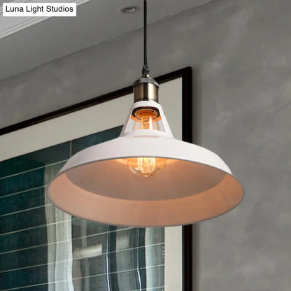 Modern Loft Style Barn Shade Pendant Ceiling Light 10.5"/12"/15" W in Black/White for Dining Table - Metallic Hanging Lamp with 1 Bulb