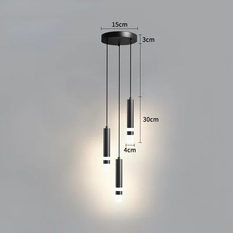 Modern Long Double Spotlight Pendant Light in Black/Gold