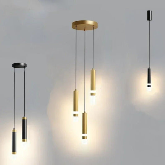 Modern Long Double Spotlight Pendant Light in Black/Gold - Decorbites