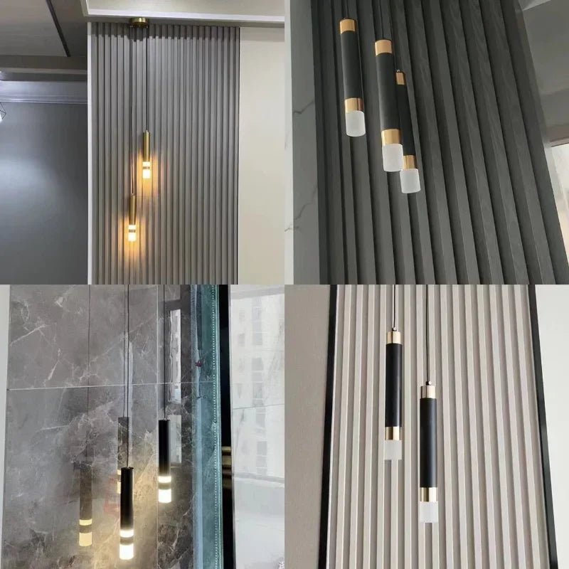 Modern Long Double Spotlight Pendant Light in Black/Gold - Decorbites