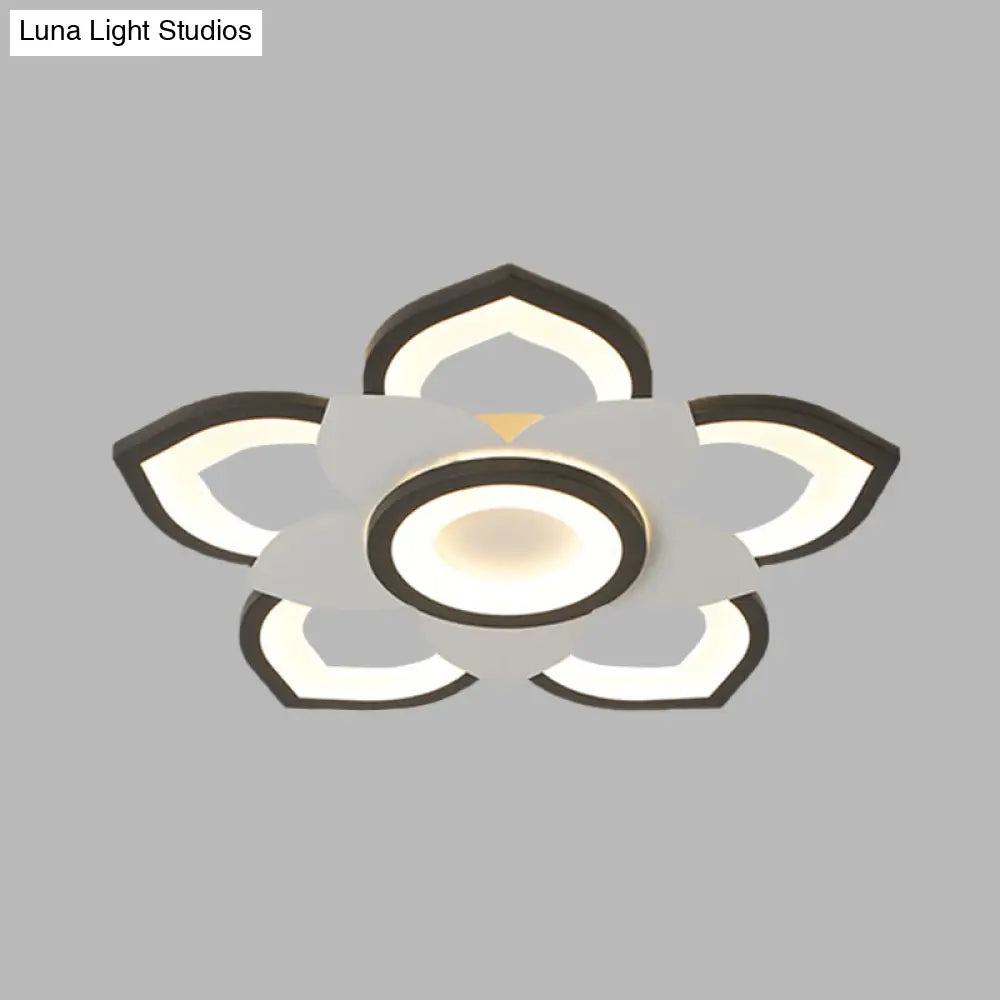 DecorBites™ DecorBites™ Modern Lotus Flush Ceiling Light with LED - 20.5"/24.5" Acrylic Black/White Fixture in White/Warm Light