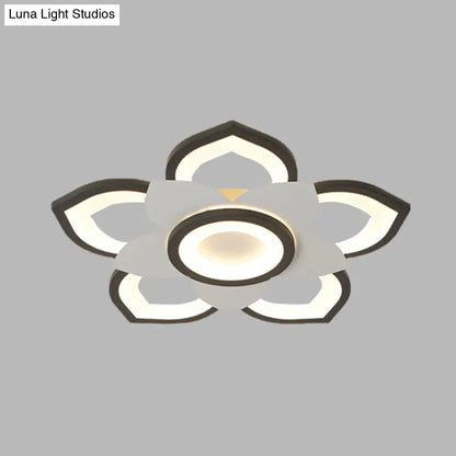 DecorBites™ DecorBites™ Modern Lotus Flush Ceiling Light with LED - 20.5"/24.5" Acrylic Black/White Fixture in White/Warm Light