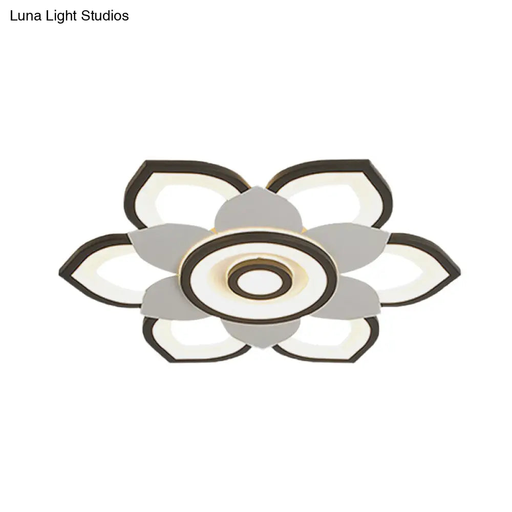 DecorBites™ DecorBites™ Modern Lotus Flush Ceiling Light with LED - 20.5"/24.5" Acrylic Black/White Fixture in White/Warm Light