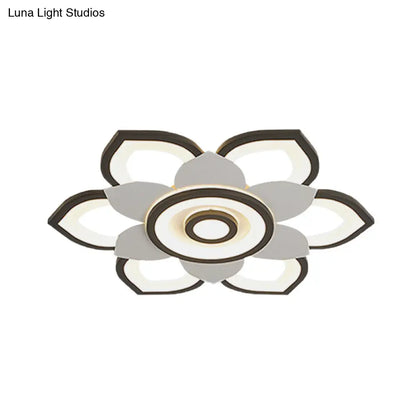 DecorBites™ DecorBites™ Modern Lotus Flush Ceiling Light with LED - 20.5"/24.5" Acrylic Black/White Fixture in White/Warm Light