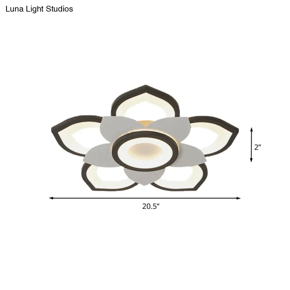 DecorBites™ DecorBites™ Modern Lotus Flush Ceiling Light with LED - 20.5"/24.5" Acrylic Black/White Fixture in White/Warm Light
