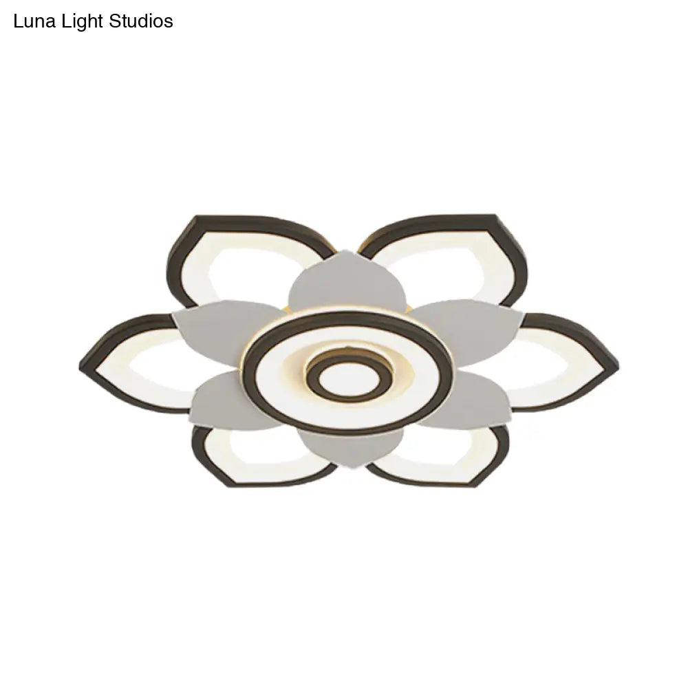 DecorBites™ DecorBites™ Modern Lotus Flush Ceiling Light with LED - 20.5"/24.5" Acrylic Black/White Fixture in White/Warm Light