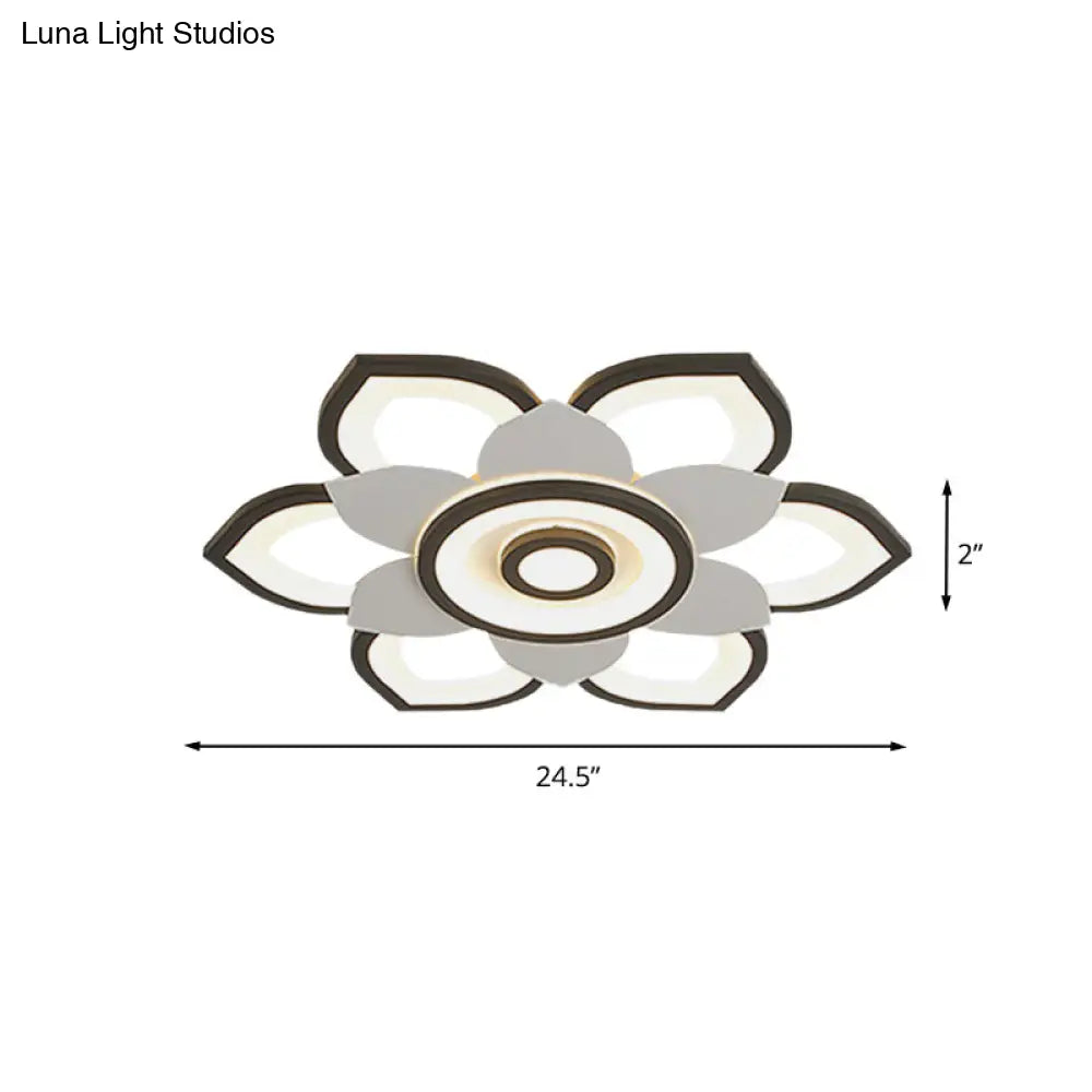 DecorBites™ DecorBites™ Modern Lotus Flush Ceiling Light with LED - 20.5"/24.5" Acrylic Black/White Fixture in White/Warm Light