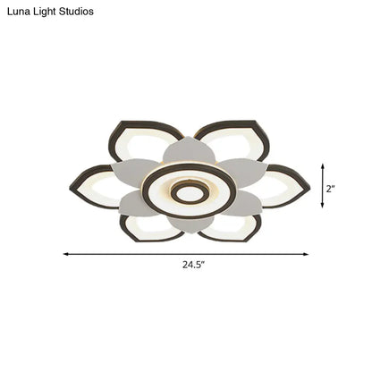 DecorBites™ DecorBites™ Modern Lotus Flush Ceiling Light with LED - 20.5"/24.5" Acrylic Black/White Fixture in White/Warm Light