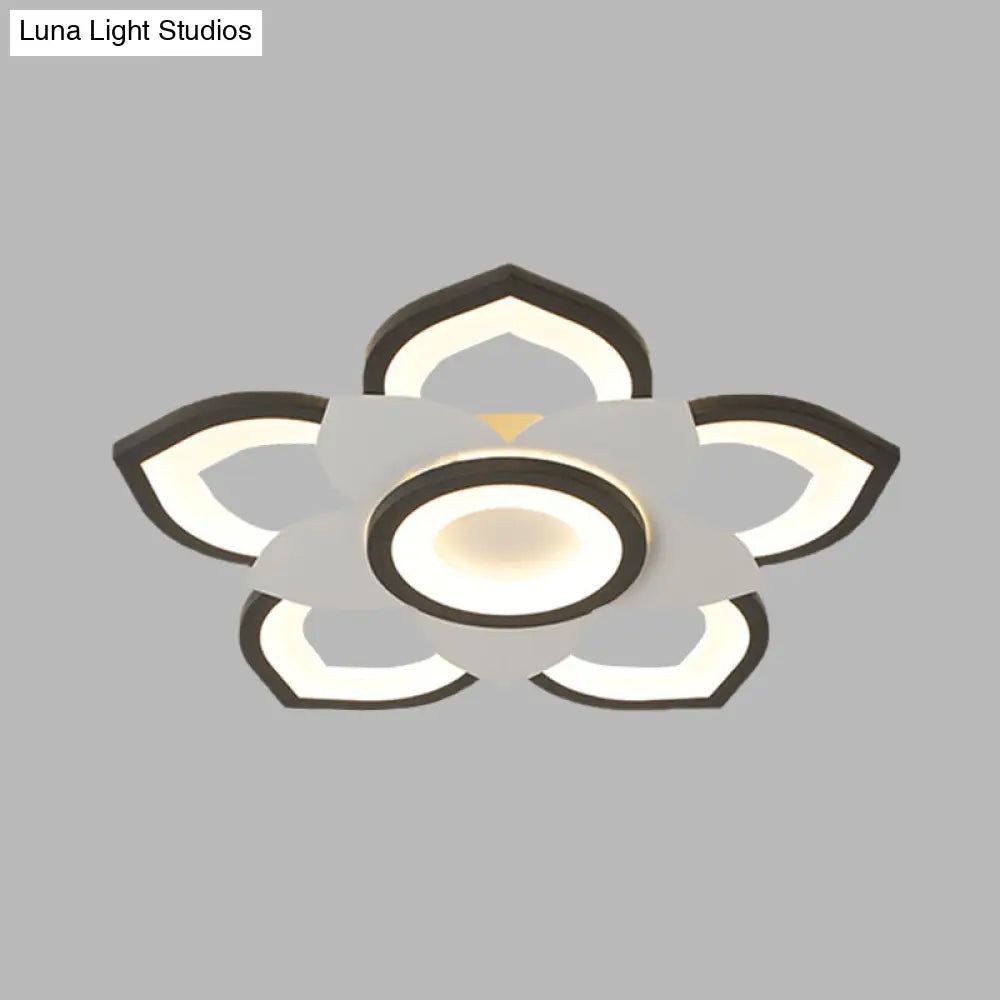 DecorBites™ DecorBites™ Modern Lotus Flush Ceiling Light with LED - 20.5"/24.5" Acrylic Black/White Fixture in White/Warm Light