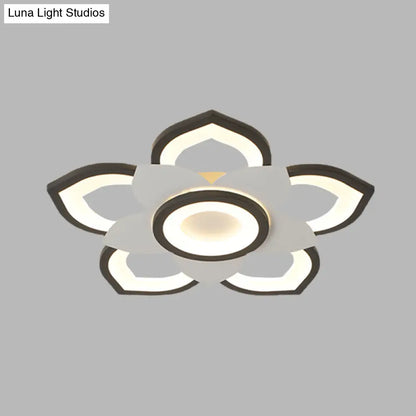 DecorBites™ DecorBites™ Modern Lotus Flush Ceiling Light with LED - 20.5"/24.5" Acrylic Black/White Fixture in White/Warm Light