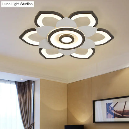 DecorBites™ DecorBites™ Modern Lotus Flush Ceiling Light with LED - 20.5"/24.5" Acrylic Black/White Fixture in White/Warm Light