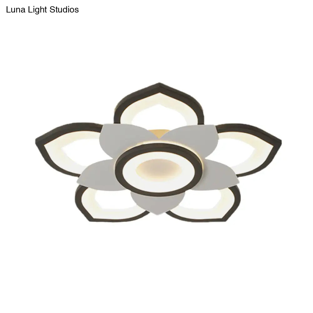DecorBites™ DecorBites™ Modern Lotus Flush Ceiling Light with LED - 20.5"/24.5" Acrylic Black/White Fixture in White/Warm Light