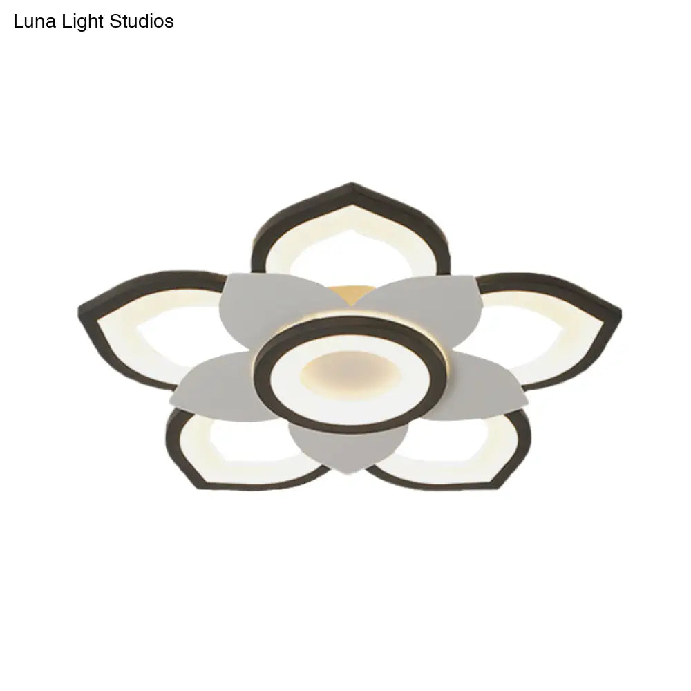 DecorBites™ DecorBites™ Modern Lotus Flush Ceiling Light with LED - 20.5"/24.5" Acrylic Black/White Fixture in White/Warm Light
