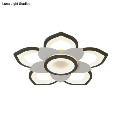 DecorBites™ DecorBites™ Modern Lotus Flush Ceiling Light with LED - 20.5"/24.5" Acrylic Black/White Fixture in White/Warm Light