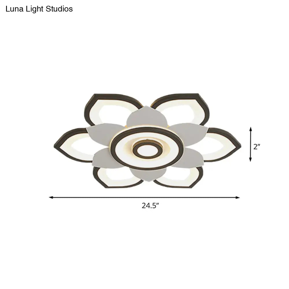 DecorBites™ DecorBites™ Modern Lotus Flush Ceiling Light with LED - 20.5"/24.5" Acrylic Black/White Fixture in White/Warm Light