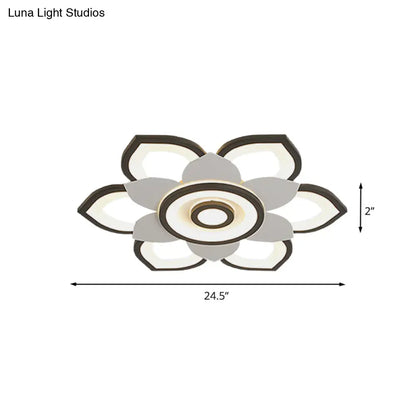 DecorBites™ DecorBites™ Modern Lotus Flush Ceiling Light with LED - 20.5"/24.5" Acrylic Black/White Fixture in White/Warm Light