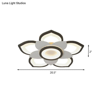 DecorBites™ DecorBites™ Modern Lotus Flush Ceiling Light with LED - 20.5"/24.5" Acrylic Black/White Fixture in White/Warm Light