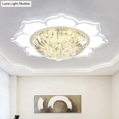 DecorBites™ DecorBites™ Modern Lotus Prismatic Crystal LED Ceiling Light Fixture in Warm/White Light - Flush Mount