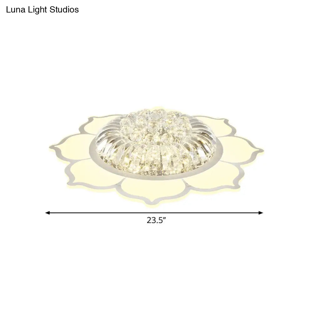 DecorBites™ DecorBites™ Modern Lotus Prismatic Crystal LED Ceiling Light Fixture in Warm/White Light - Flush Mount