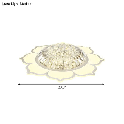DecorBites™ DecorBites™ Modern Lotus Prismatic Crystal LED Ceiling Light Fixture in Warm/White Light - Flush Mount