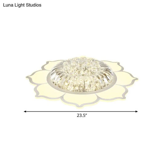 DecorBites™ DecorBites™ Modern Lotus Prismatic Crystal LED Ceiling Light Fixture in Warm/White Light - Flush Mount