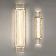 Two modern luxe gold crystal glass wall lamps with textured translucent shades emitting warm glow for bedroom decorbites elegant bubble