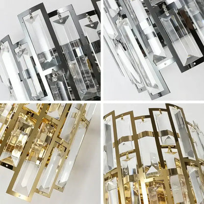 Modern luxury black crystal led wall lamp with clear faceted crystal prisms in chrome and gold decorbites crystal led design