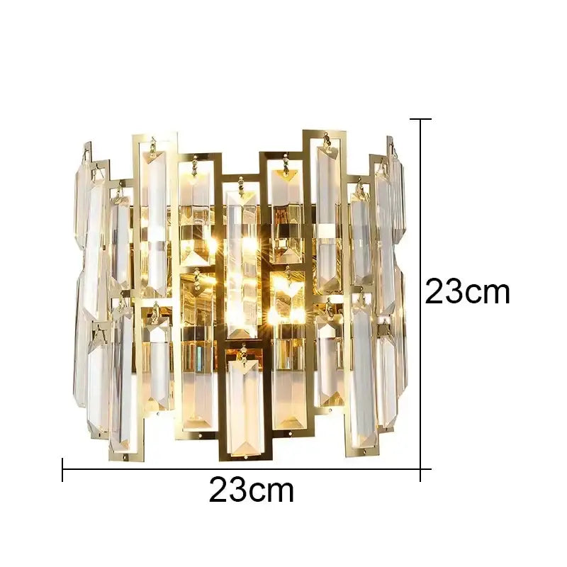 Modern luxury gold-toned wall lamp with vertical crystal led panels for living room decorbites crystal led wall lighting