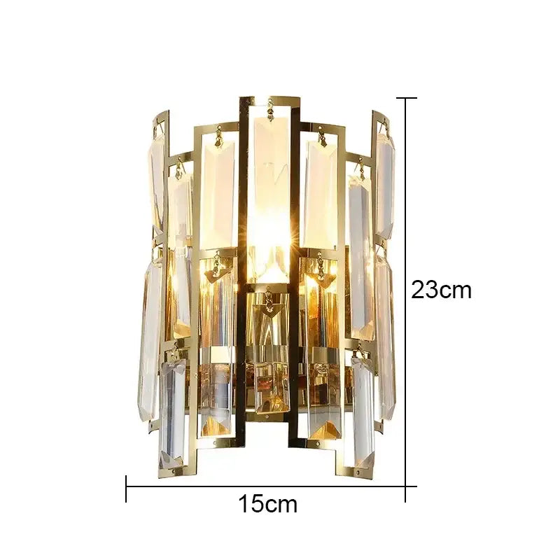 Modern luxury gold-toned wall lamp with vertical crystal led panels by decorbites for elegant living room decor