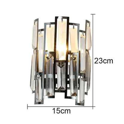 Modern luxury black wall lamp with cascading clear and frosted crystal prisms for living room decorbites crystal led wall