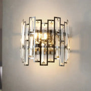 Modern luxury black crystal led wall lamp featuring vertical crystal bars in a sleek metal frame for living room decorbites crystal led