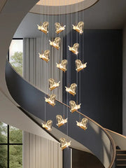 Modern luxury butterfly gold decorbites crystal chandelier features crystal butterfly-shaped pendant lights for living rooms