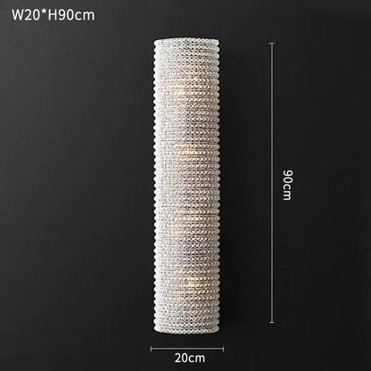 A tall slender crystal circle chandelier pendant light with clear faceted beads for modern luxury decorbites decor