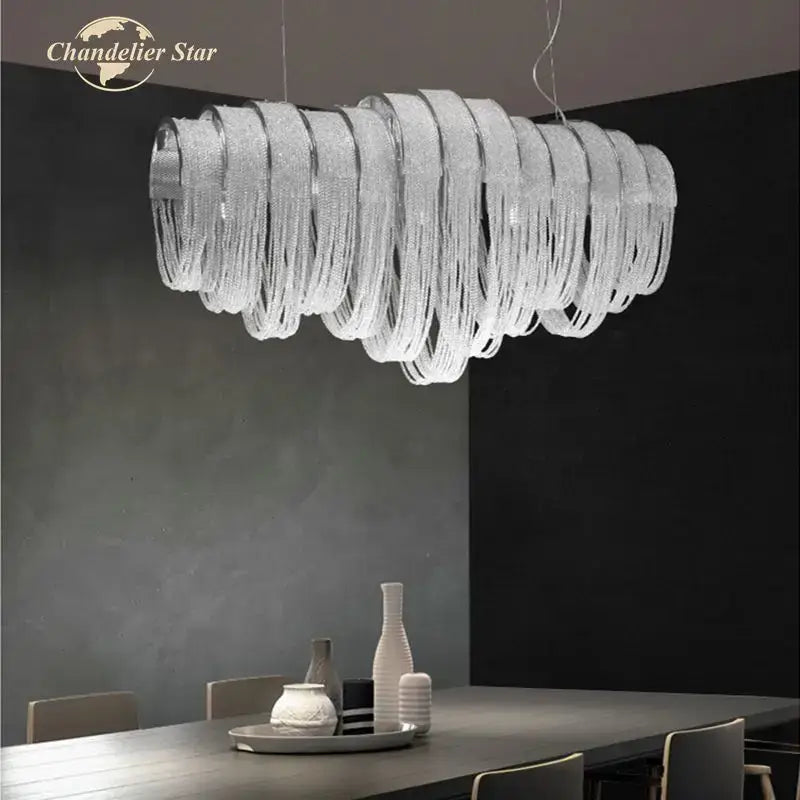 A modern luxury crystal circle led tassel chandelier with translucent coiled design for living room decorbites crystal circle