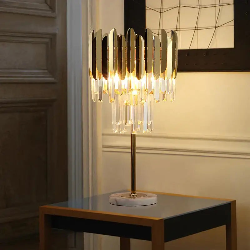 Elegant floor lamp featuring crystal gold droplets and a marble base perfect for modern luxury decorbites crystal gold decor