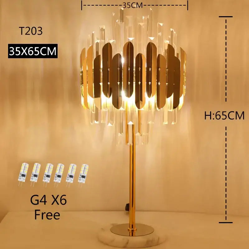 Gold-toned crystal gold floor lamp with modern cascading mirrored and crystal elements for elegant living room decorbites