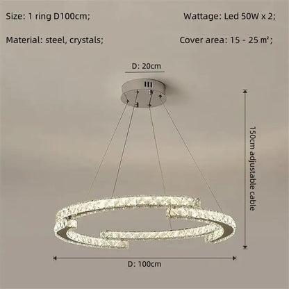 Modern luxury crystal led chandelier with a sleek steel frame and sparkling accents for foyer decorbites crystal led pendant