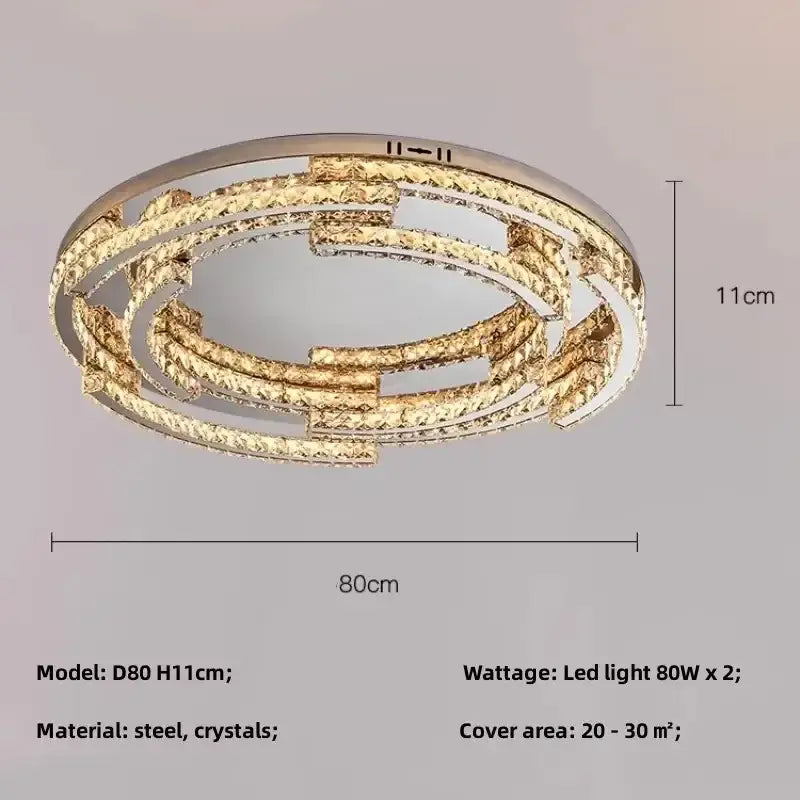 Modern luxury gold-toned crystal led chandelier with layered rings and embedded crystals for elegant foyer decorbites crystal led