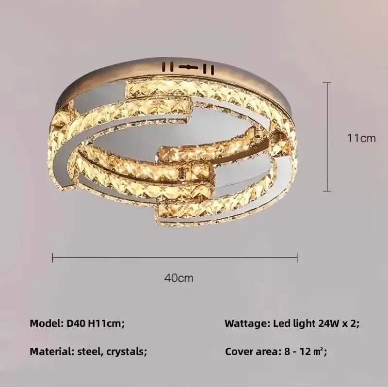 Modern luxury gold-toned decorbites crystal led chandelier with interlocking circles and steel framing for foyer pendant light
