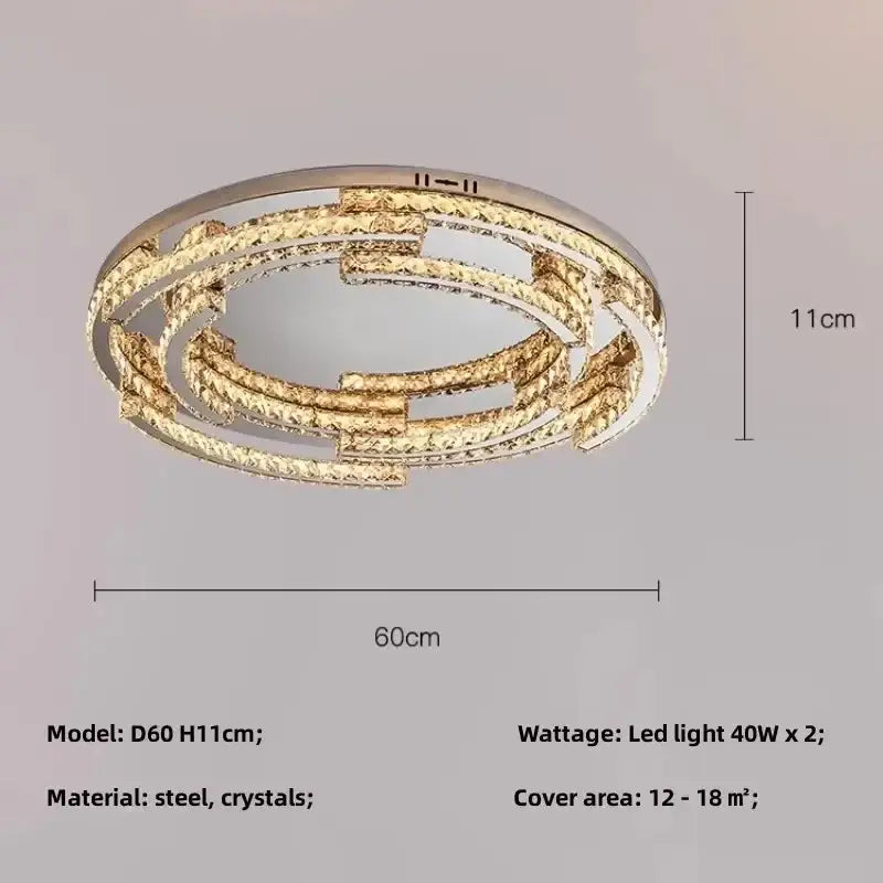 Gold-toned modern luxury crystal led chandelier with layered textured rings and embedded crystals for foyer decorbites crystal led