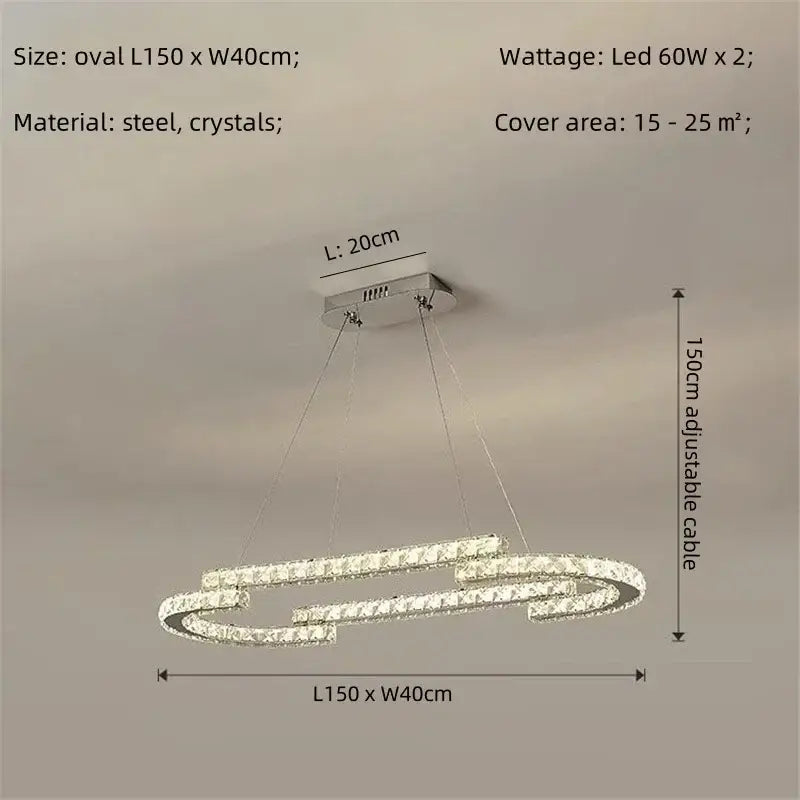 Modern luxury crystal led chandelier with sleek steel frame and sparkling accents, ideal as a decorbites crystal led pendant
