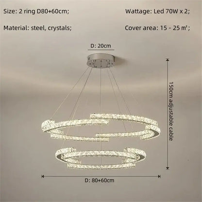 Modern luxury crystal led chandelier with sleek steel frame and sparkling accents for contemporary decorbites crystal led interiors