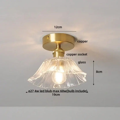 A vintage-style ceiling lamp with brass copper base and fluted glass shade from decorbites crystal glass collection