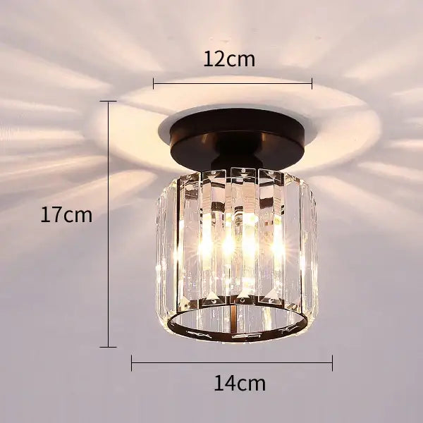 A modern luxury gold and black crystal aisle ceiling light with clear faceted glass panels for corridor decorbites crystal aisle